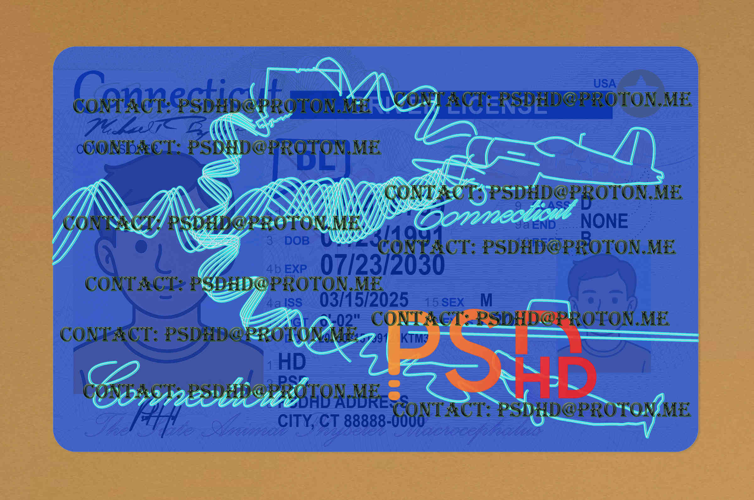 Connecticut Drivers License Template New V1 1200 DPI fake connecticut driver license