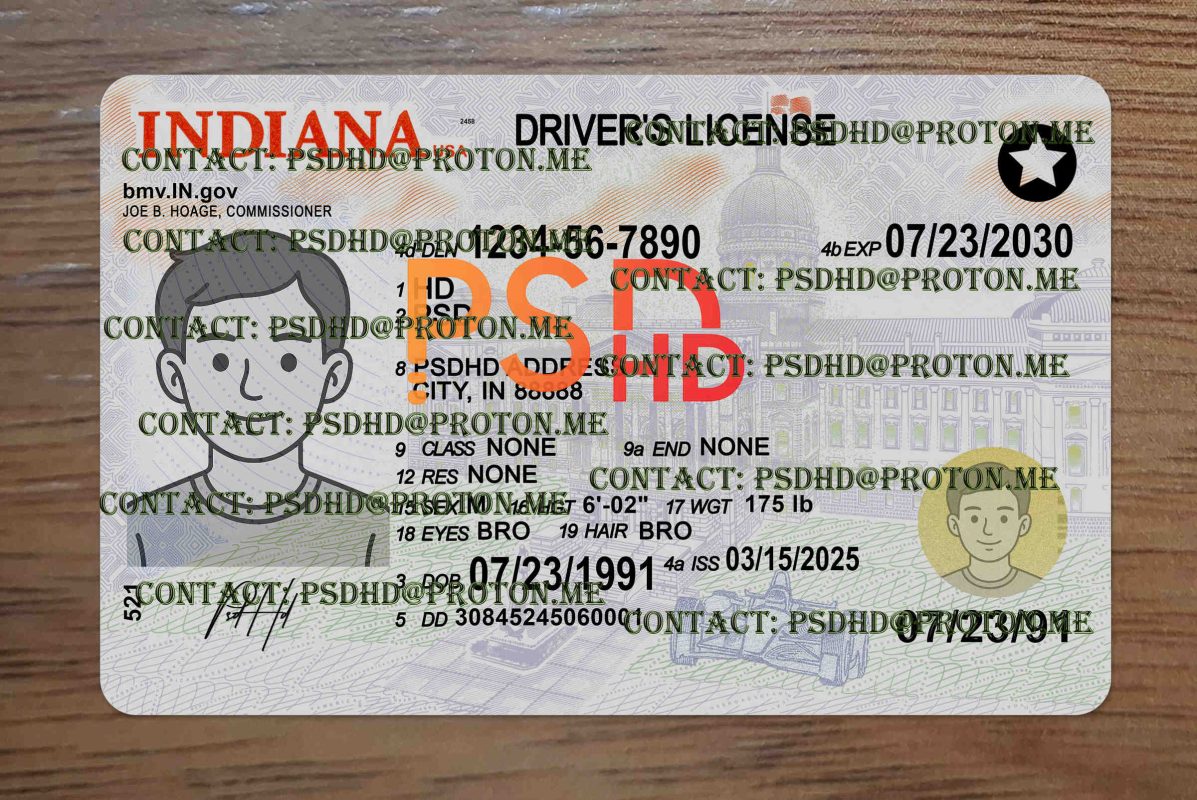 indiana drivers license template
