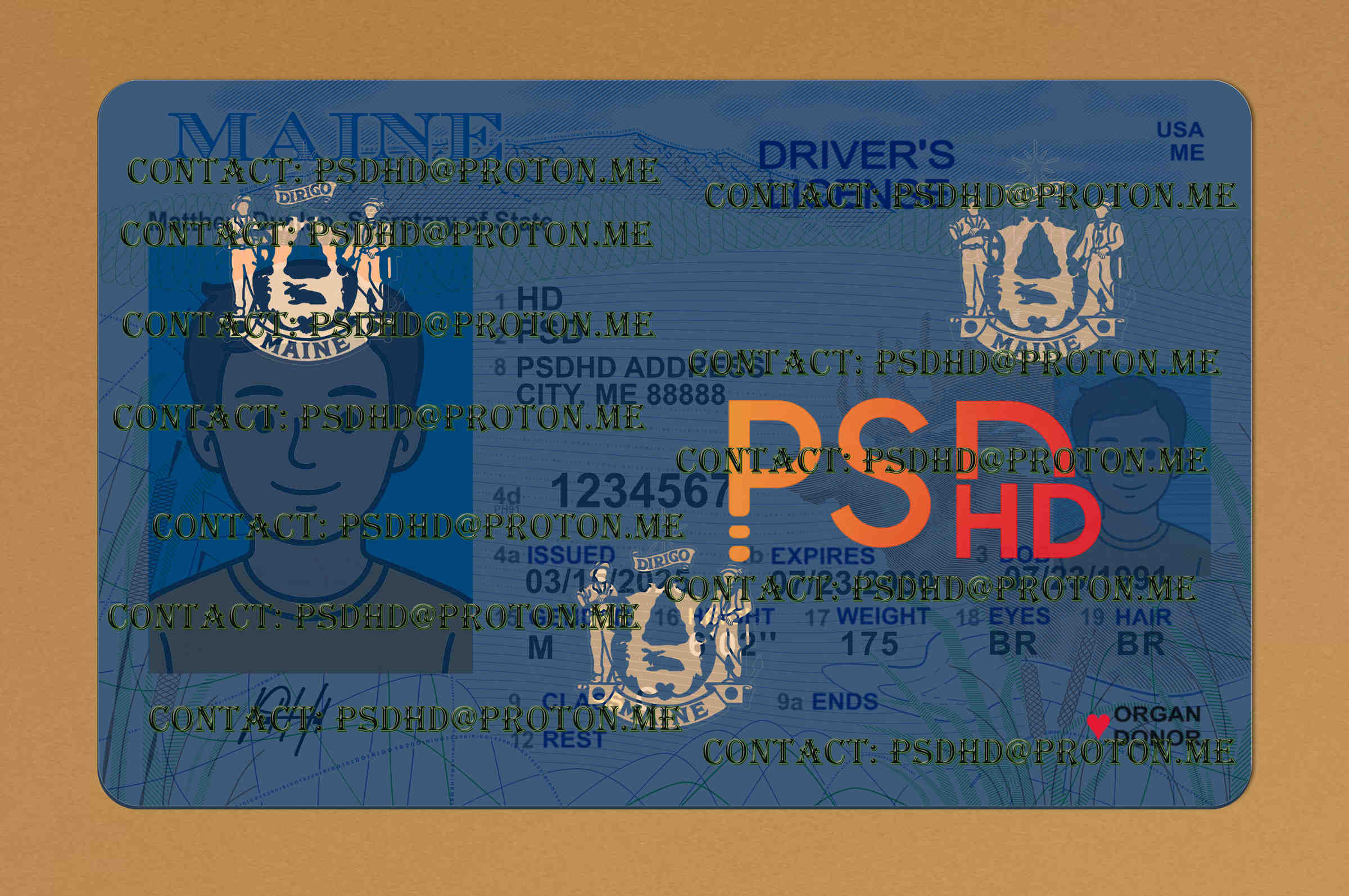 Fake Maine Drivers License New V2 1200 DPI Maine Drivers License PSD