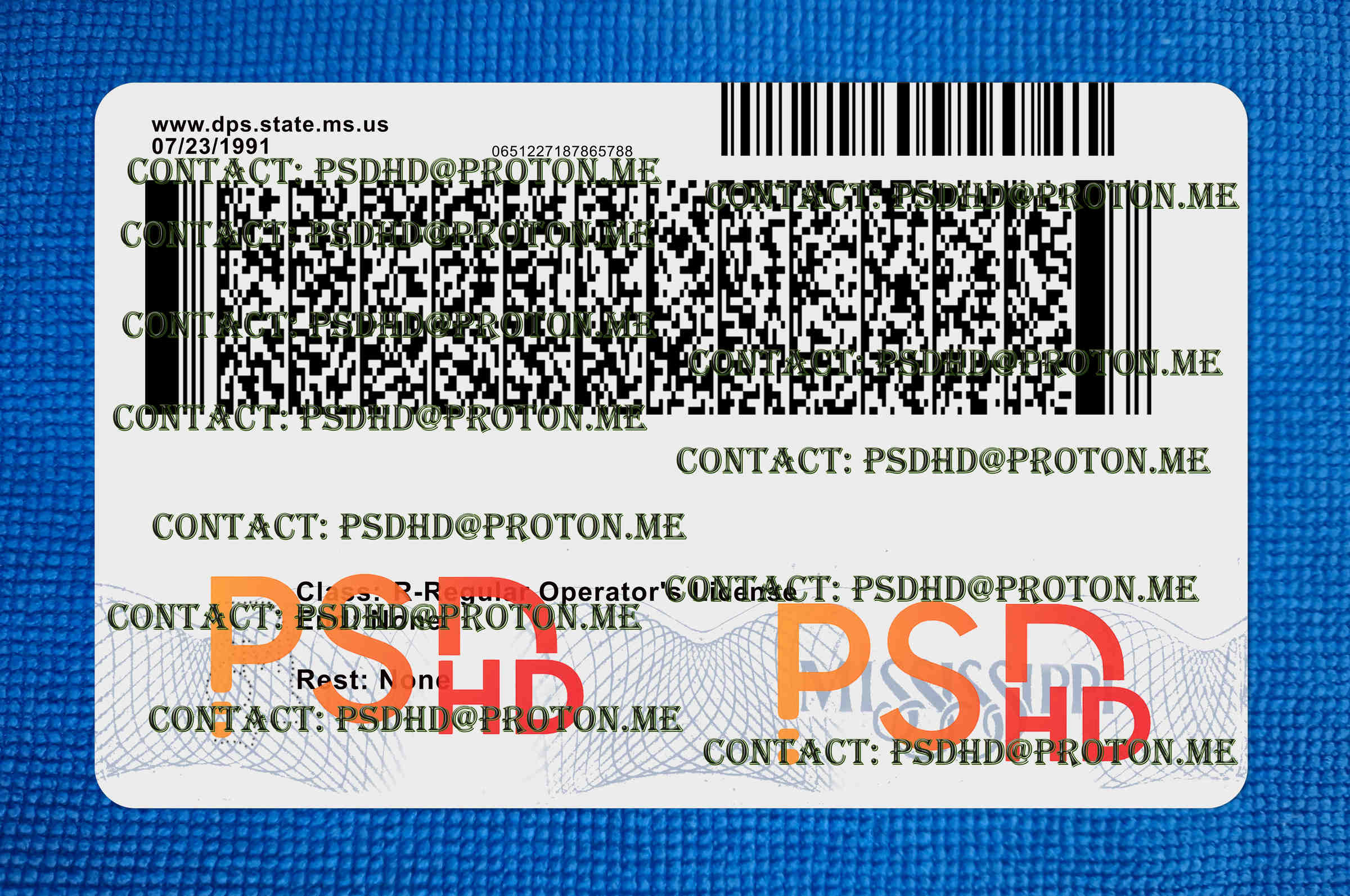 Fake Mississippi Drivers License New V2 1200 DPI mississippi driver's license back side