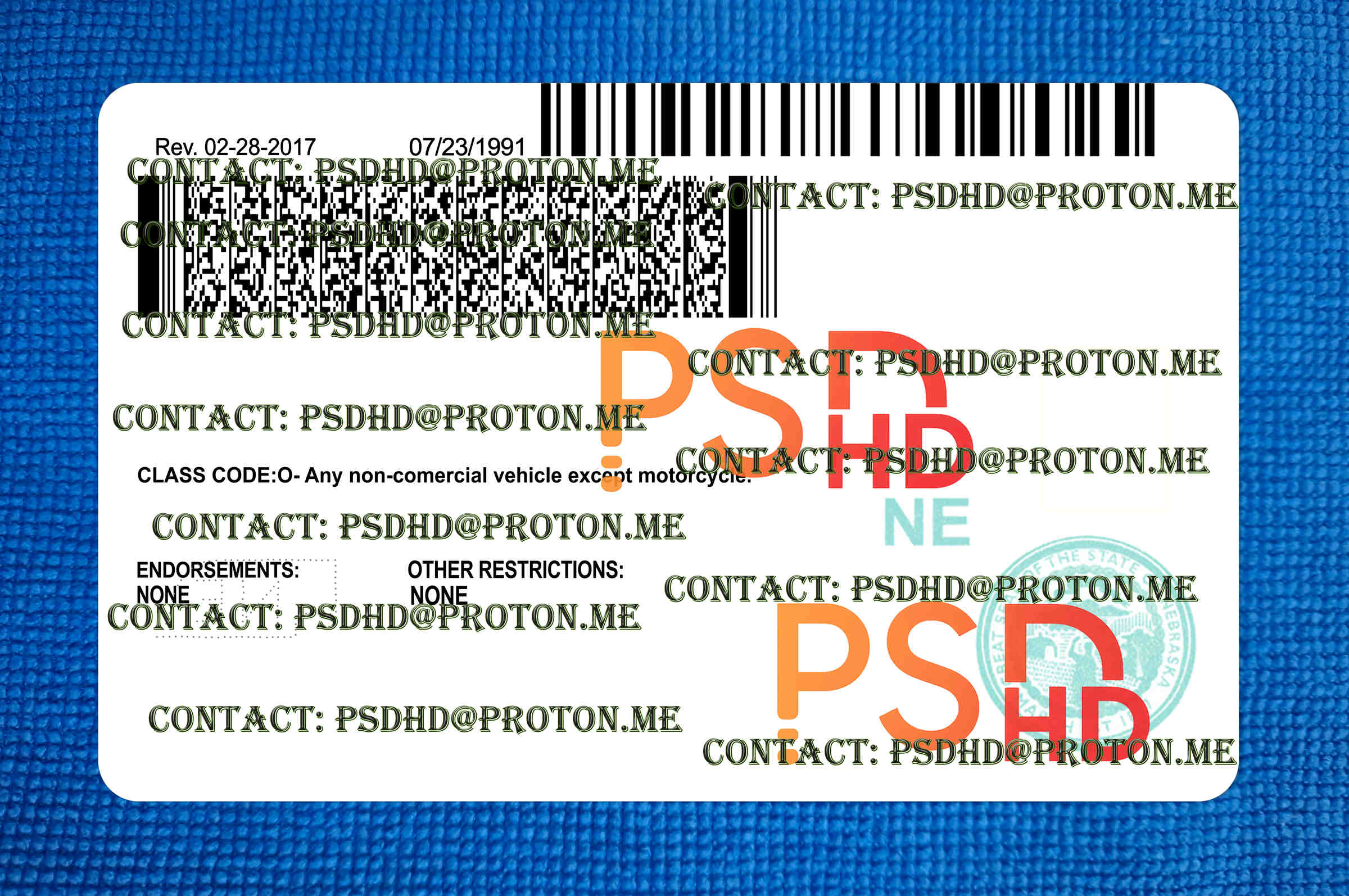 Fake Nebraska Drivers License New V2 1200 DPI back of ne drivers license