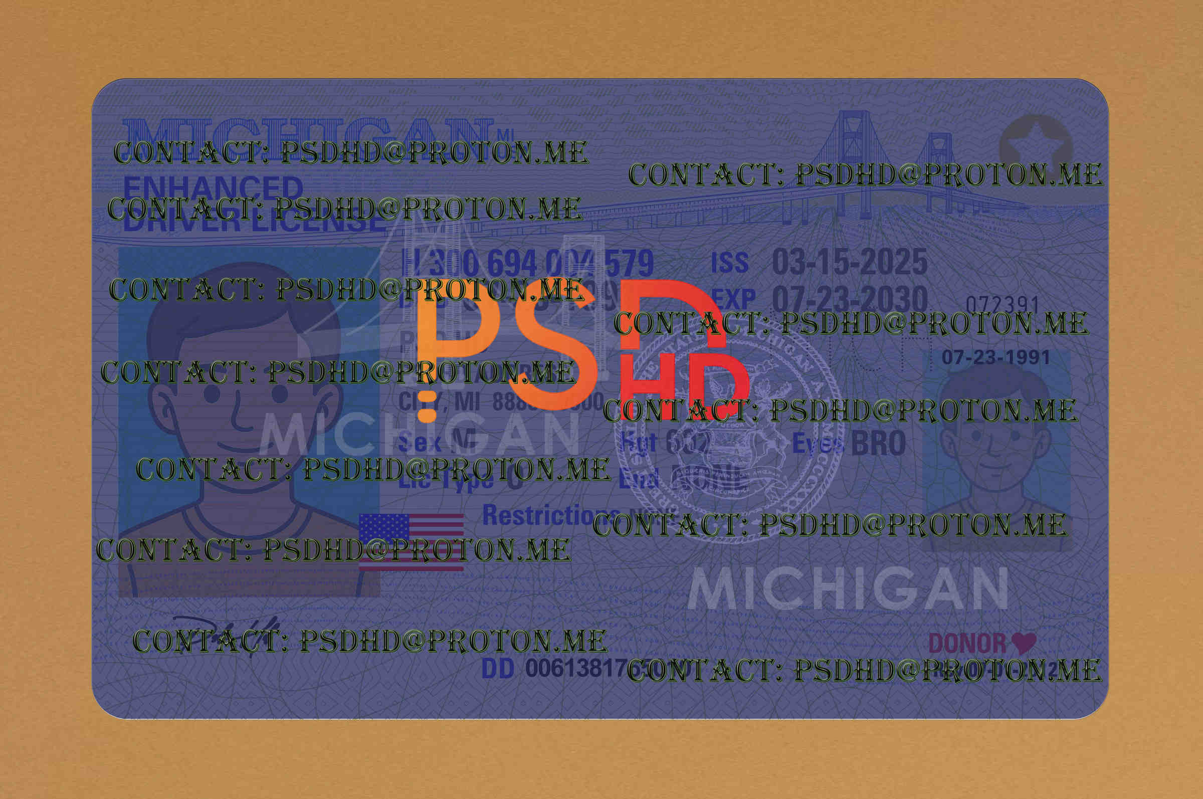 Michigan Enhanced Drivers License Template New 1200 DPI Fake Michigan Enhanced Drivers License