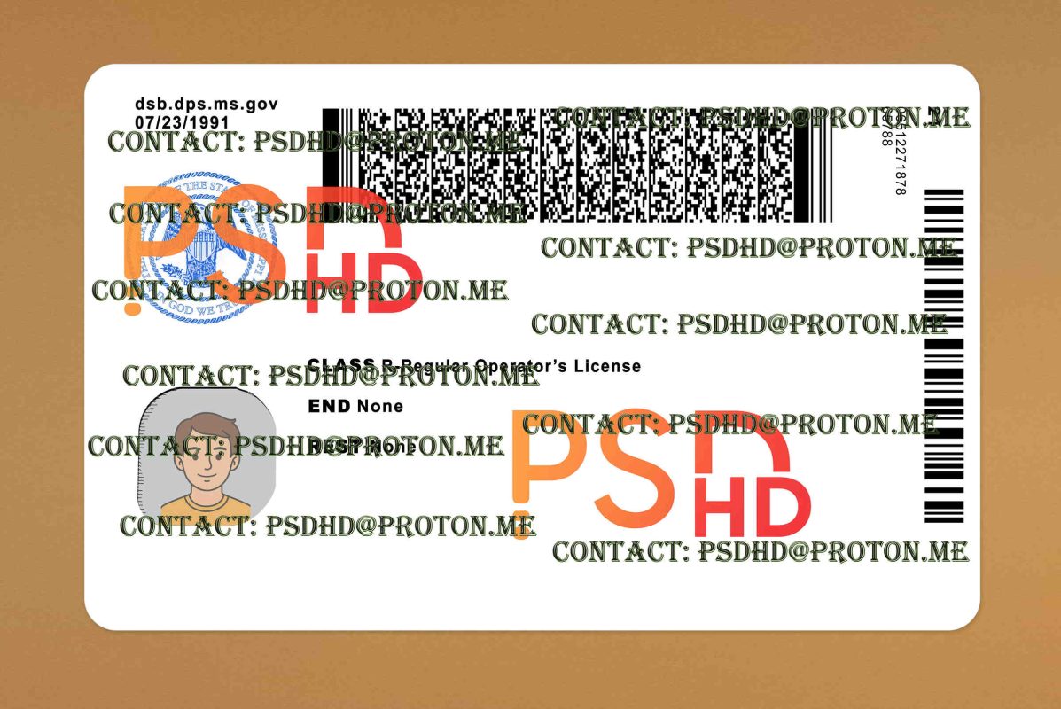 Mississippi Drivers License Template New V1 2400 DPI