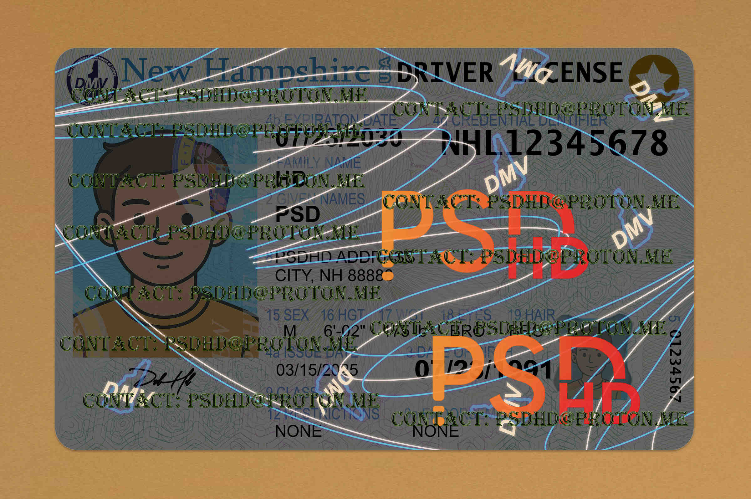 New Hampshire Drivers License Template New V1 1200 DPI fake new hampshire driver license