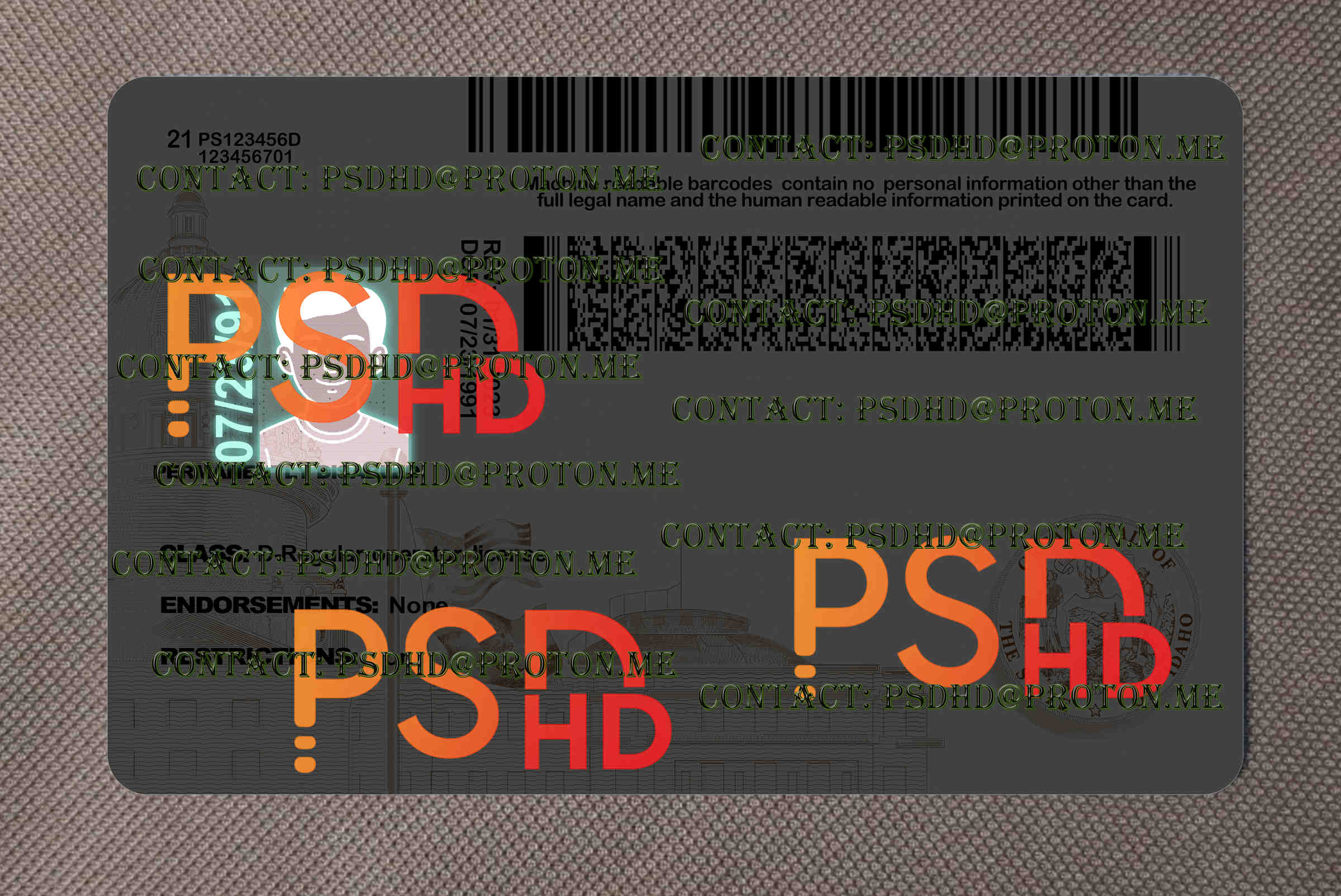 Idaho Drivers License Template New V1 2400 DPI back of id drivers license