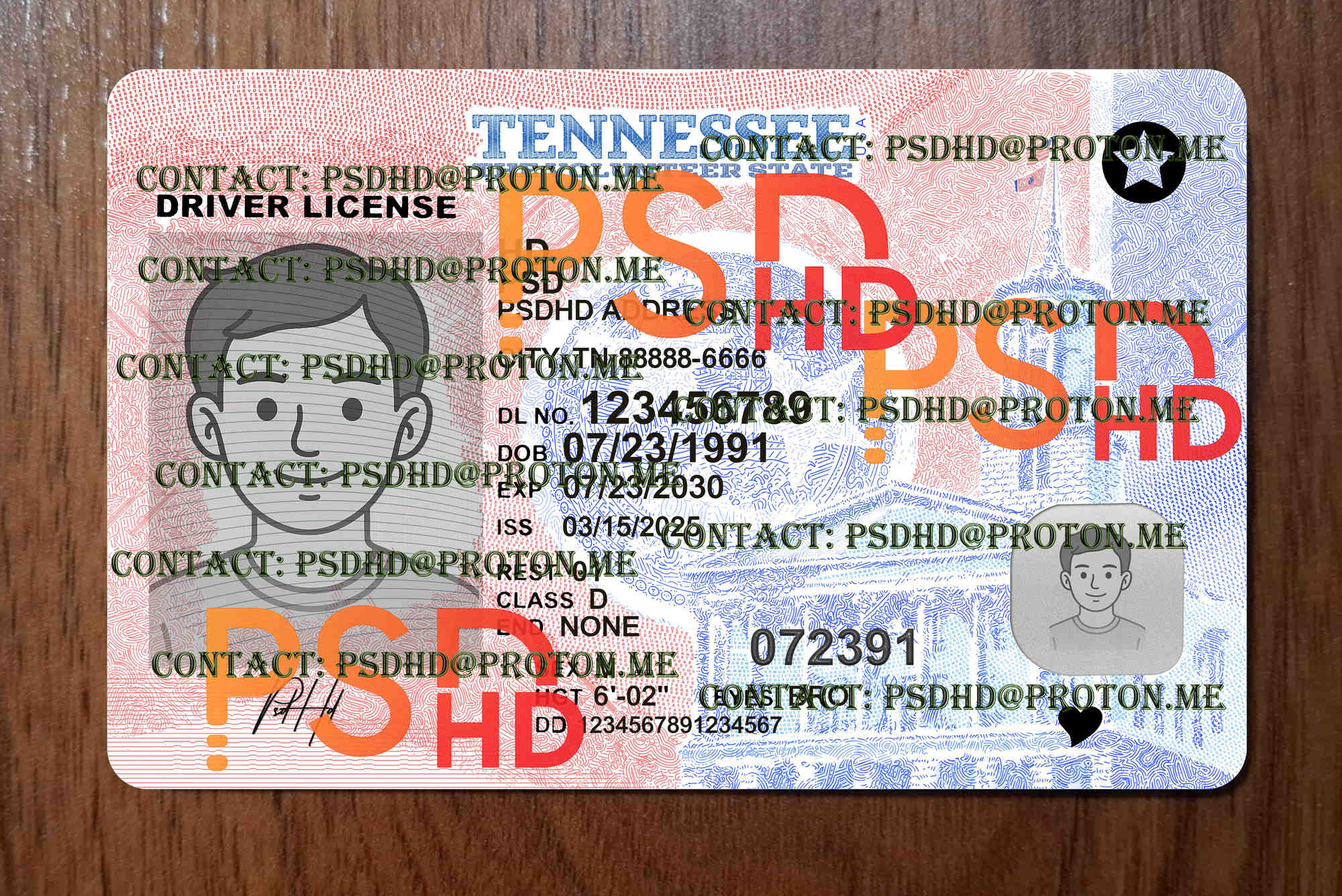 Tennessee Drivers License Template – High Resolution Editable PSD (2400 DPI) tennessee drivers license template