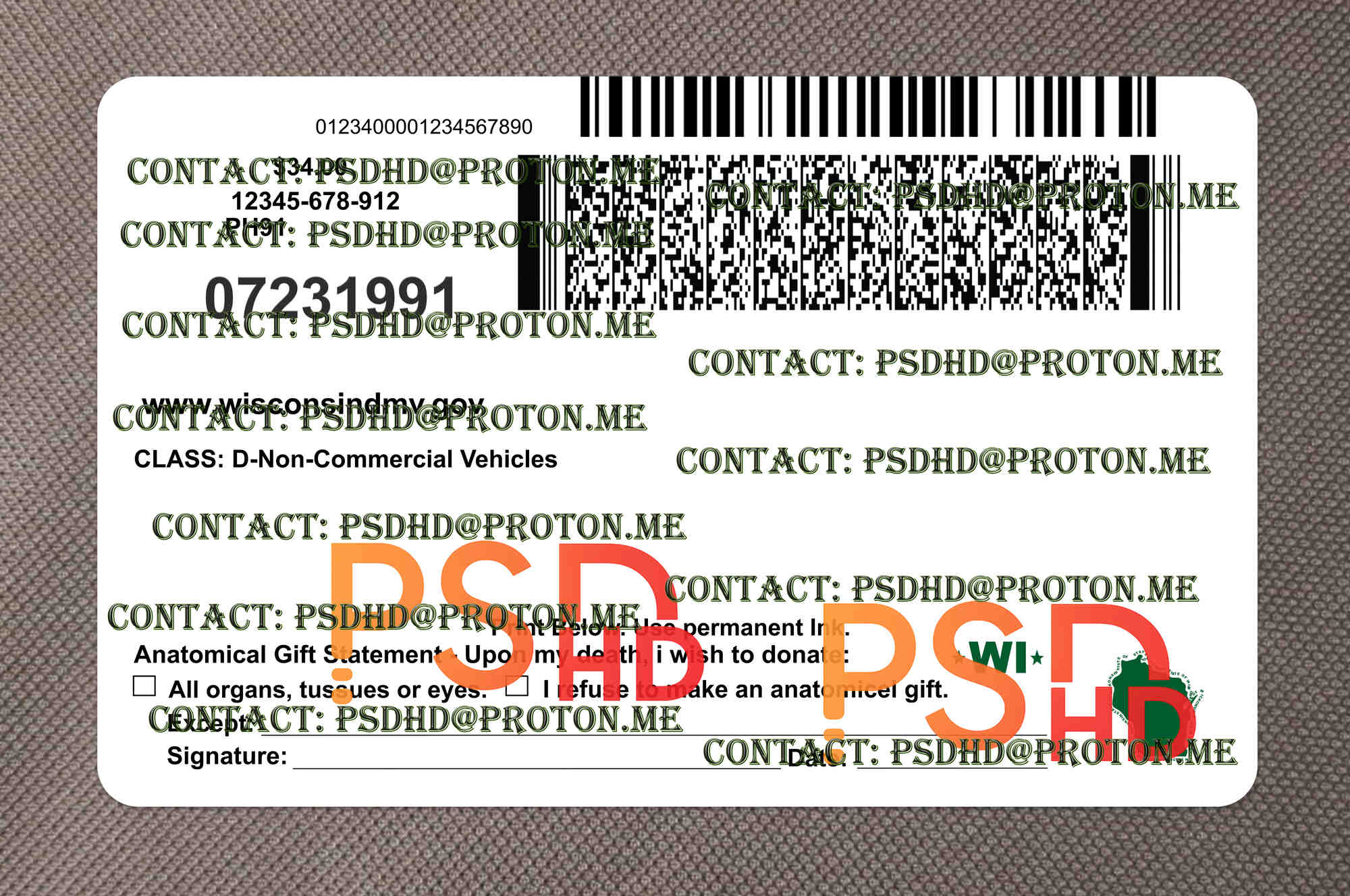 Fake Wisconsin Driver License New V3 1200 DPI back of wi drivers license